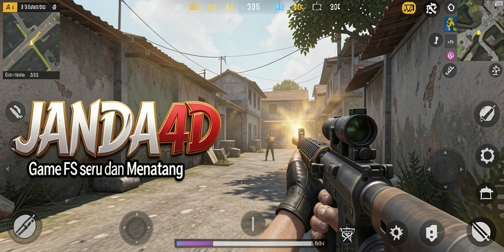 Tangkapan layar menampilkan aksi gameplay seru dari JANDA4D FPS.