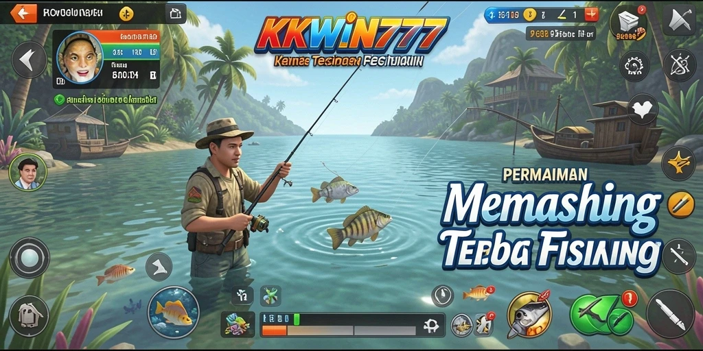 Tampilan gameplay KKWIN777 yang menampilkan serunya memancing ikan besar.