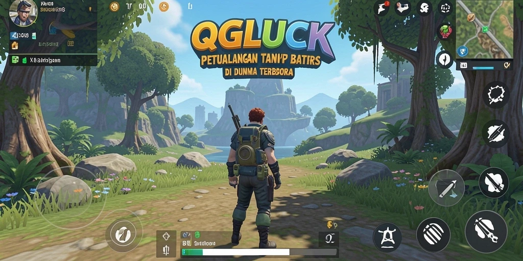 Screenshot QGLUCK menampilkan aksi menakjubkan dalam dunia terbuka.