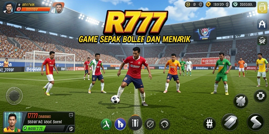 Screenshot gameplay RR777 menampilkan aksi seru pertandingan sepak bola.